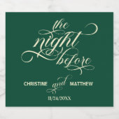 Elegante kalligrafie de avond voor de Blauwgroen b Sparkling Wijnetiket (Enkel label)