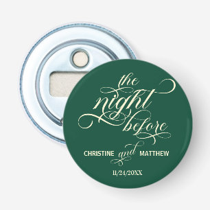 Elegante kalligrafie de avond voor turquoise favor button flesopener