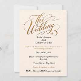 Elegante kalligrafie "De bruiloft van uitnodiging" Kaart