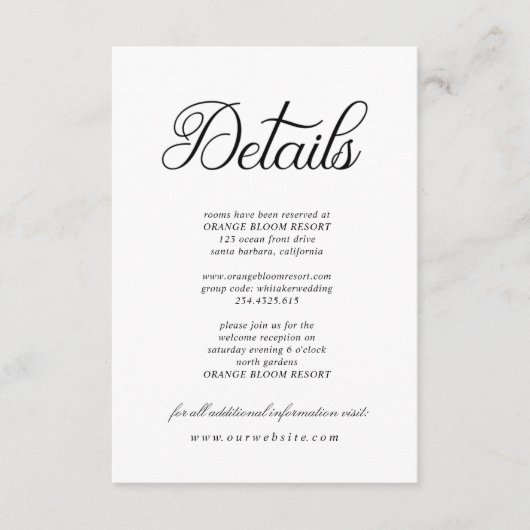 Elegante kalligrafie ⎥ Details Enclosure Kaart (Voorkant)