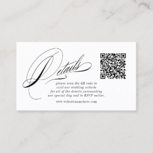 Elegante kalligrafie details QR-code bijlage kaart Visitekaartje
