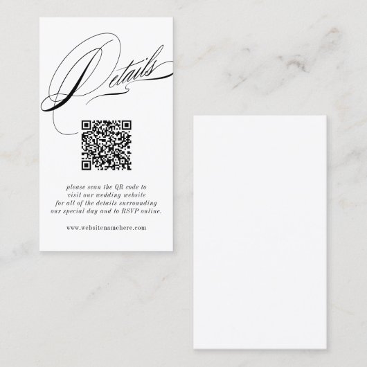 Elegante kalligrafie details QR-code Visitekaartje (Voorkant / Achterkant)