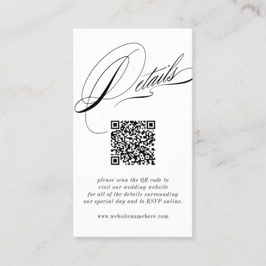 Elegante kalligrafie details QR-code Visitekaartje (Voorkant)