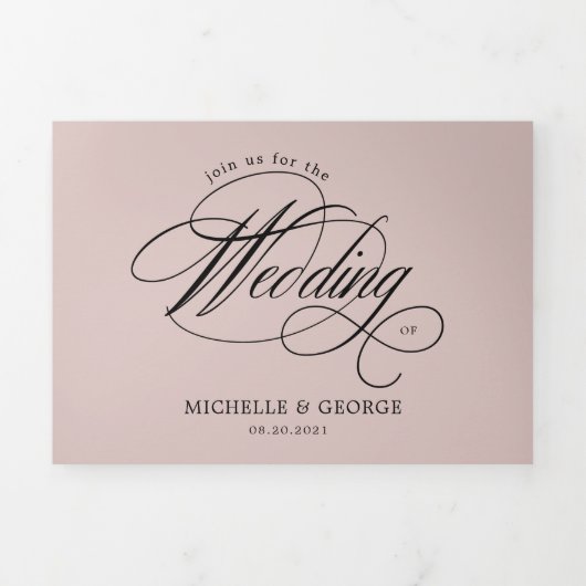 Elegante kalligrafie drievoudige bruiloft uitnodig drieluik uitnodiging (Cover)