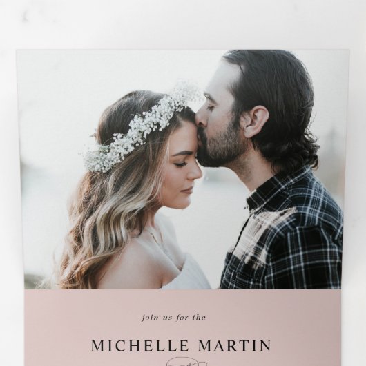 Elegante kalligrafie drievoudige bruiloft uitnodig drieluik uitnodiging (Binnenzijde eerst)