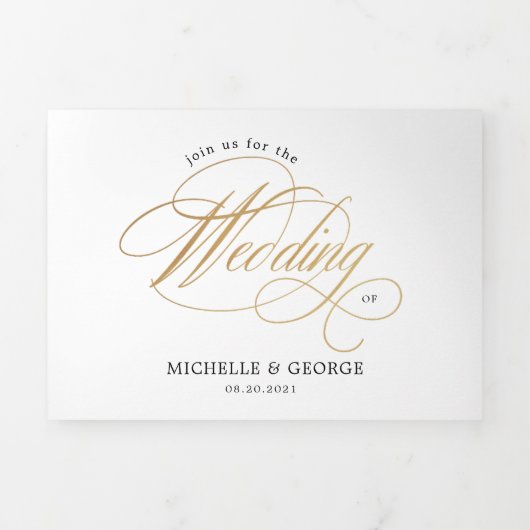 Elegante kalligrafie drievoudige bruiloft uitnodig drieluik uitnodiging (Cover)