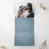 Elegante kalligrafie drievoudige bruiloft uitnodig drieluik uitnodiging (Binnen)