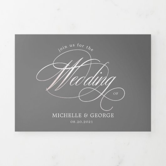 Elegante kalligrafie drievoudige bruiloft uitnodig drieluik uitnodiging (Cover)