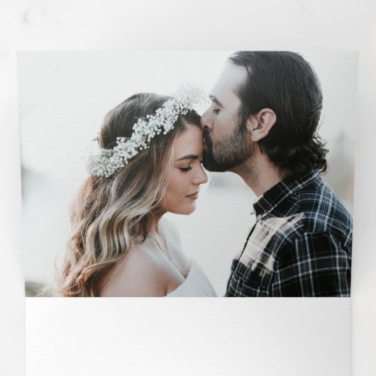 Elegante kalligrafie drievoudige bruiloft uitnodig drieluik uitnodiging (Binnenzijde eerst)