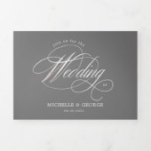 Elegante kalligrafie drievoudige trouwkaart drieluik uitnodiging (Cover)