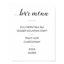 Elegante kalligrafie Drinkbar Menu Bruiloft