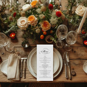 Elegante kalligrafie dubbelzijdig bruiloft menu