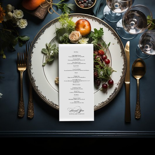 Elegante kalligrafie dubbelzijdig bruiloft menu