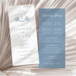 Elegante kalligrafie Dusty Blue Crest-programma