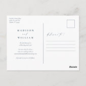 Elegante kalligrafie Dusty Blue Save the Date Briefkaart (Achterkant)