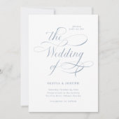 Elegante kalligrafie | Dusty Blue Wedding Kaart (Voorkant)