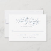 Elegante kalligrafie | Dusty Blue Wedding RSVP Kaartje (Voorkant)