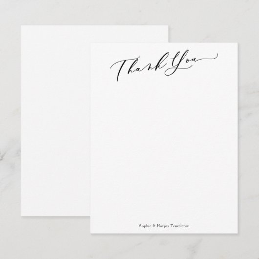 Elegante kalligrafie Eenvoudig wit Dank u Bedankkaart (Voorkant / Achterkant)
