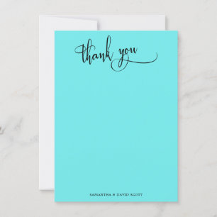 Elegante kalligrafie eenvoudige aqua dank u bedankkaart