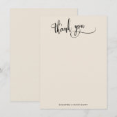 Elegante kalligrafie eenvoudige crème dank u bedankkaart (Voorkant / Achterkant)
