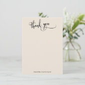 Elegante kalligrafie eenvoudige crème dank u bedankkaart (Staand voorkant)