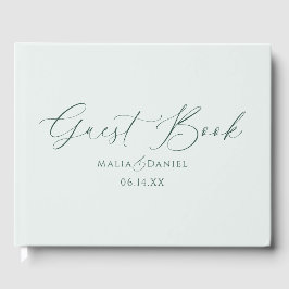 Elegante kalligrafie eenvoudige koppels bruiloft gastenboek