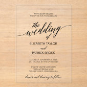 Elegante kalligrafie eenvoudige moderne minimale b acryl uitnodigingen (Voorkant)