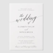 Elegante kalligrafie eenvoudige moderne minimale b vellum uitnodigingen (Voorkant)