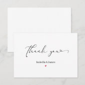 Elegante kalligrafie Eenvoudige Rode Hart bruiloft Bedankkaart (Voorkant / Achterkant)