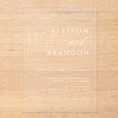 Elegante kalligrafie Eenvoudige trouw transparant Acryl Uitnodigingen (Voorkant)