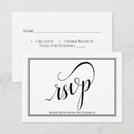 Elegante kalligrafie Eenvoudige zwart-witte bruilo RSVP Kaartje