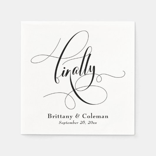 Elegante kalligrafie eindelijk feestelijke bruilof servet (Voorkant)