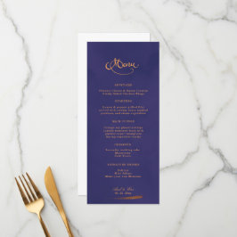 Elegante kalligrafie Emerald Paarse & gouden bruil Menu