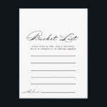 Elegante kalligrafie emmerlijst Kaarten<br><div class="desc">Deze elegante kalligrafie bucket list kaarten zijn de perfecte activiteit voor een rustieke bruiloft receptie of vrijgezellenfeest. Het eenvoudige en stijlvolle ontwerp is voorzien van klassieke en fancy scripttypografie in zwart-wit. Bucket List teken wordt apart verkocht.</div>