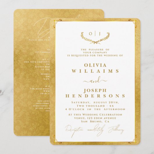 ELEGANTE KALLIGRAFIE EN LIJST GOLDEN CHIQUE BRUILO KAART (Voorkant / Achterkant)