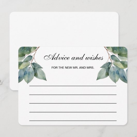 Elegante kalligrafie eucalyptus waterverf greens informatiekaartje (Voorkant / Achterkant)