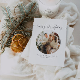 Elegante kalligrafie familie foto kerst Kaart