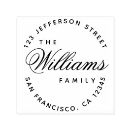 Elegante kalligrafie familienaam scriptadres  zelfinktende stempel