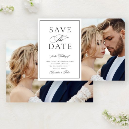 Elegante kalligrafie Formeel 2 foto bruiloft Save The Date