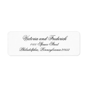 Elegante kalligrafie formele trouw retouradres etiket