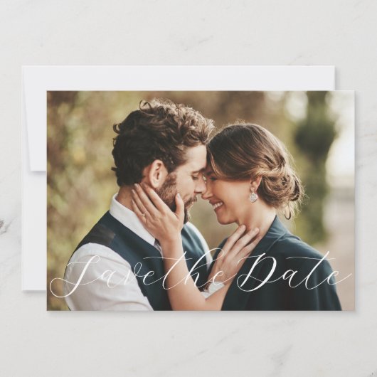 Elegante kalligrafie foto bewaar de datum save the date (Voorkant)