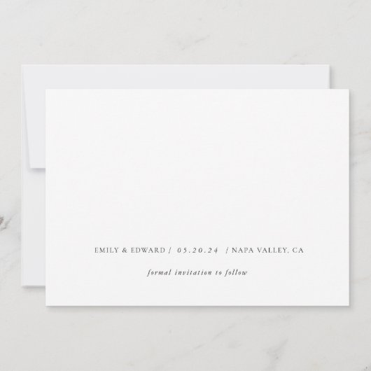 Elegante kalligrafie foto bewaar de datum save the date (Achterkant)