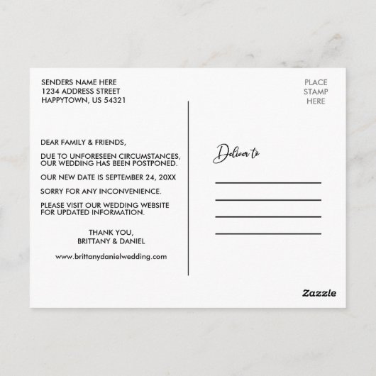 Elegante kalligrafie foto bewaar de nieuwe datum briefkaart (Achterkant)