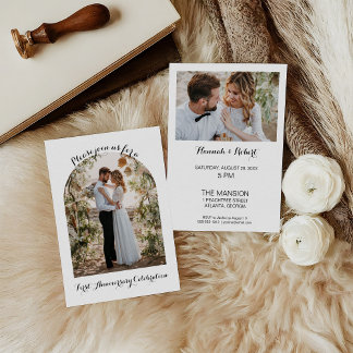 Elegante, kalligrafie foto-boog 1e trouwverjaardag kaart