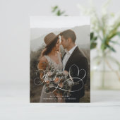 Elegante kalligrafie foto bruiloft bedankkaart (Staand voorkant)