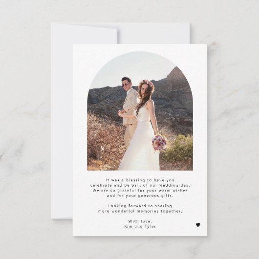 Elegante kalligrafie foto bruiloft bedankkaart (Achterkant)