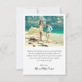 Elegante kalligrafie foto bruiloft dank u kaart (Achterkant)