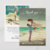 Elegante kalligrafie foto bruiloft dank u kaart (Voorkant / Achterkant)