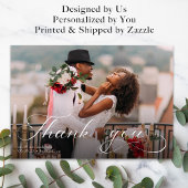 Elegante kalligrafie foto bruiloft dank u kaarten