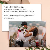 Elegante kalligrafie foto bruiloft dank u kaarten